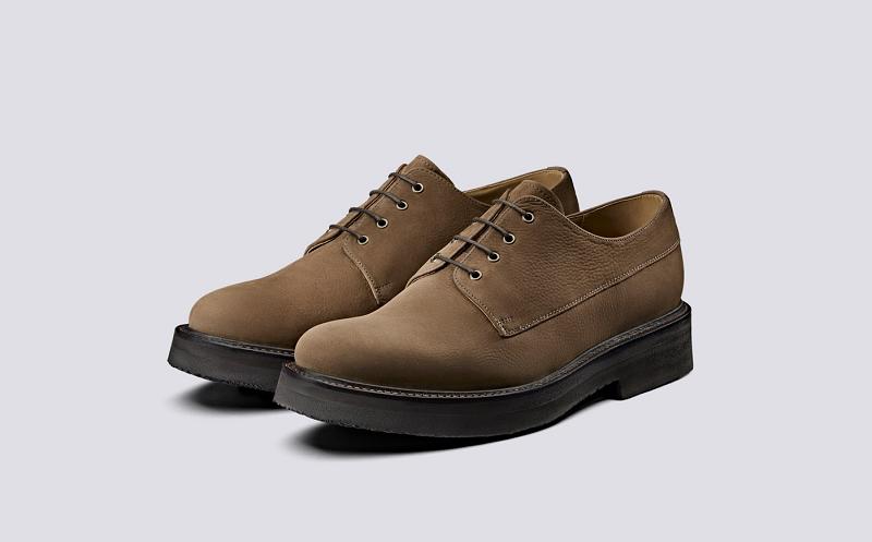 Grenson Hurley Mens Derby Shoes - Brown Nubuck BG2147